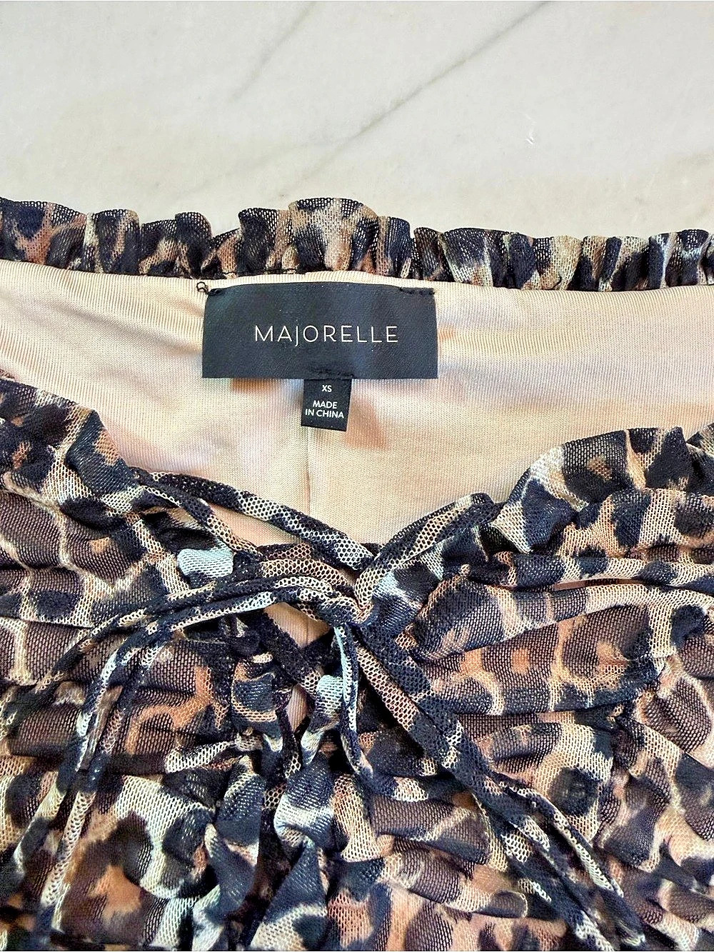 MAJORELLE Leopard Print Ruched Crop Top - Picture 3 of 3